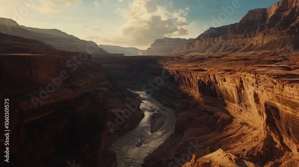 Fototapeta Majestic Canyons and Winding River at Sunset in the Wilderness