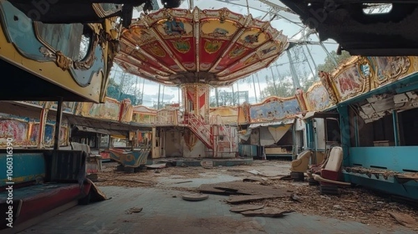Obraz Abandoned Carnival interior