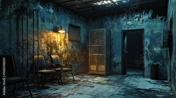 Obraz Abandoned Interrogation Room interior 