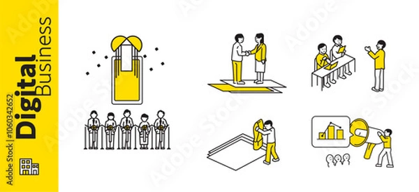 Obraz デジタル系のビジネスのイメージイラストセット