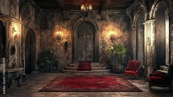Fototapeta Vampire Castle in a Desolate Land interior