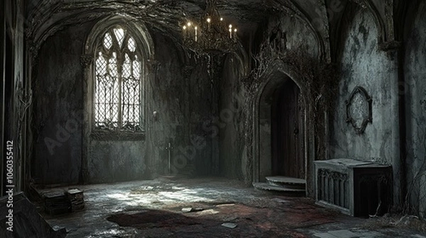 Fototapeta Vampire Castle in a Desolate Land interior