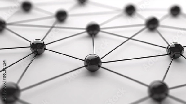 Fototapeta Array of Interconnected Lines and Nodes Forming a Digital Collaboration Network on a Soft Neutral Background