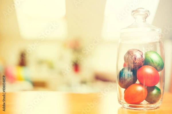 Obraz Easter eggs in cookie jar