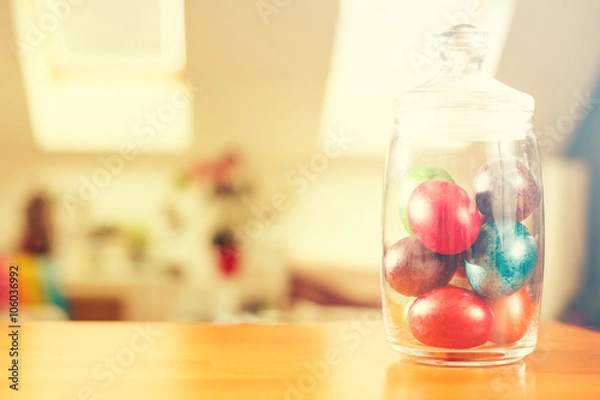 Obraz Easter eggs in cookie jar