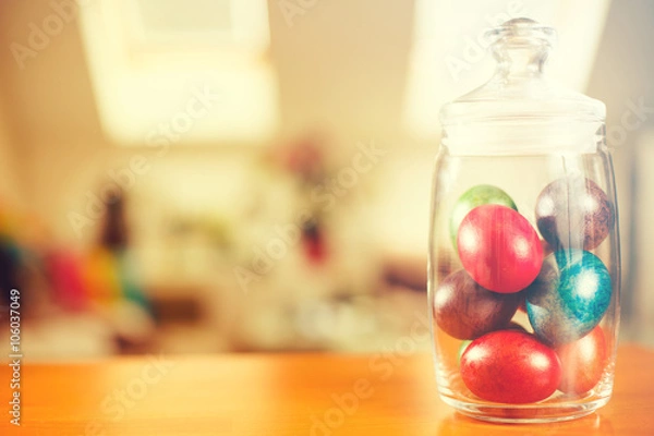 Obraz Easter eggs in cookie jar