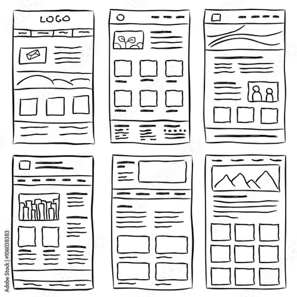 Fototapeta Website Layout Doodles