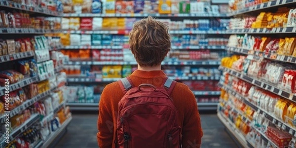 Fototapeta Shoppers Evaluate Products to Uncover Consumer Insights through Targeted Marketing Strategies in Retail Environments