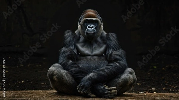 Obraz Wild animals doing human-like poses, a gorilla sitting with its arms crossed