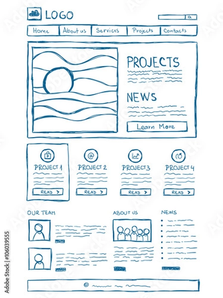 Fototapeta Website Layout Doodle
