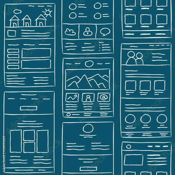 Fototapeta Website Layout Doodles