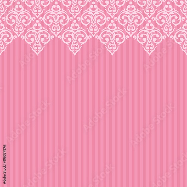 Fototapeta Vector seamless pink frame/border in damask baroque style