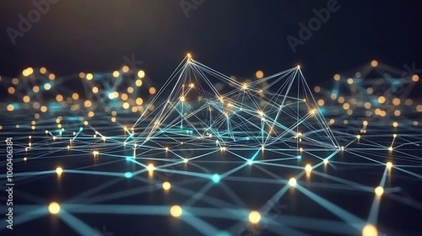 Fototapeta Abstract Network Connection Simple Neutral Background with Free Space for Design