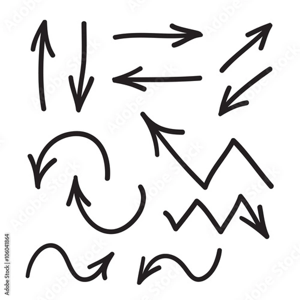 Obraz Arrows vector hand drawn set icons illustration.