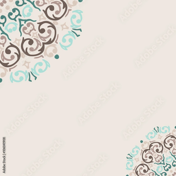 Fototapeta Vector abstract turquoise frame border corner