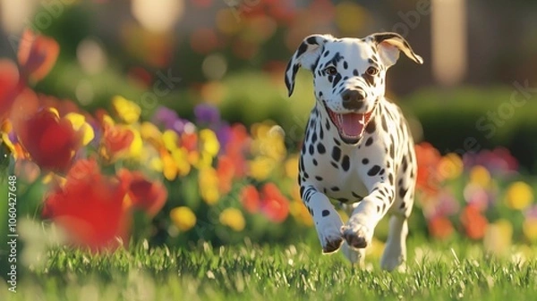 Obraz dog with flowers