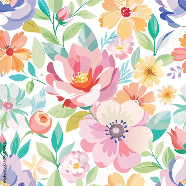 Fototapeta Floral bird leaf charismas seamless pattern design 