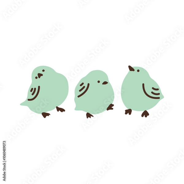 Fototapeta Three little birds, simple Hand-drawn vector illustration