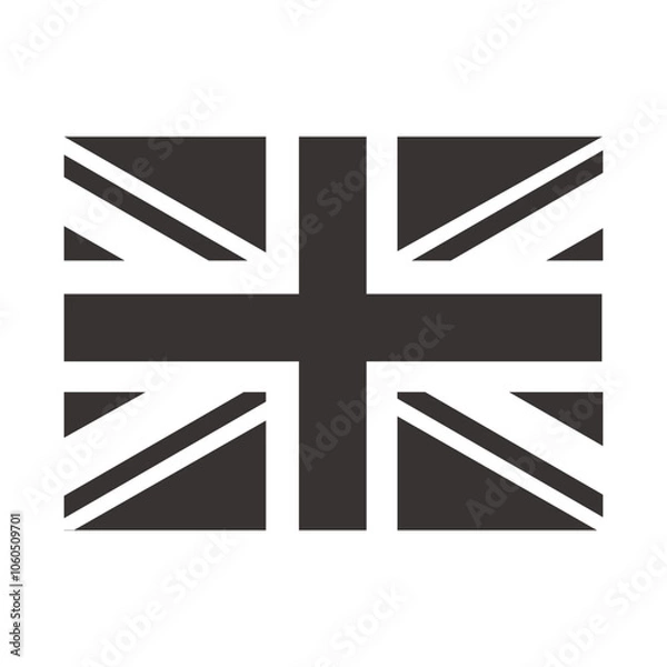 Fototapeta United Kingdom black and white flag icon isolated on white flat vector