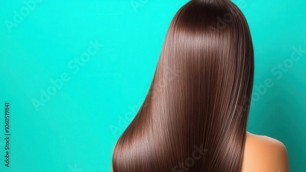 Obraz Close-up of shiny, smooth hair strands glowing in natural light, symbolizing hair health   healthy hair, shine and smoothness