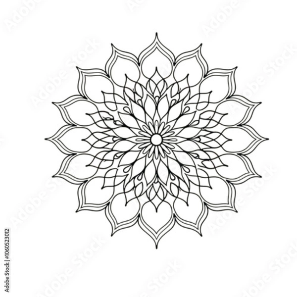 Obraz Mandala outline vector, snowflake on white vector 