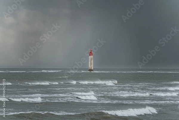 Obraz Chauveau lighthouse in the sea during windstorm on a stormy sky