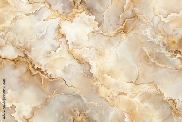 Fototapeta Elegant Cream Marble Texture with Brown and Beige Watercolor Abstract Design for Seamless Backgrounds and Tiles