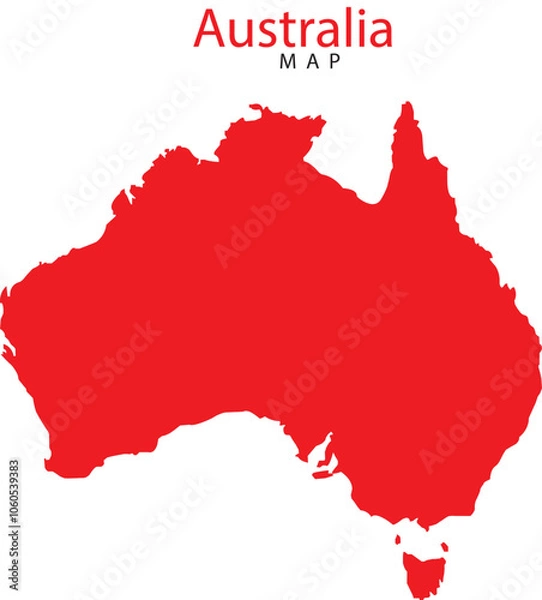 Obraz australia map in red colour with outline