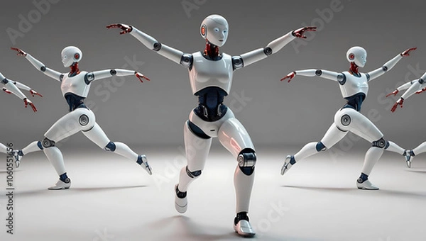 Obraz Humanoid robot performing complex dance with fluid motion and precision