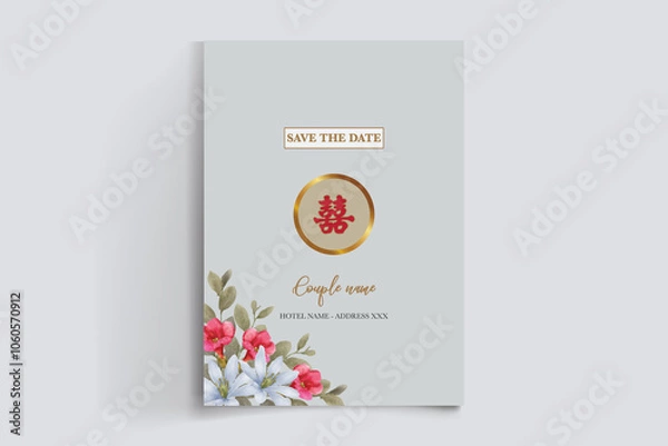 Fototapeta BRIDAL SHOWER FLORAL INVITATION TEMPLATE