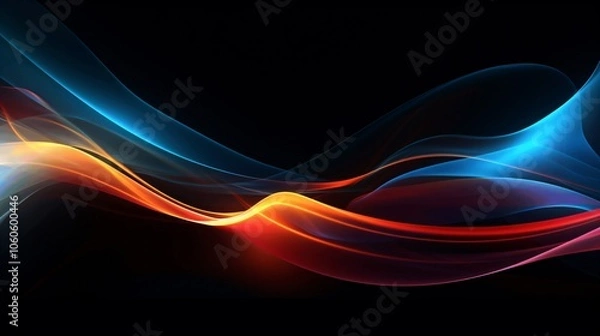 Fototapeta Colorful Abstract Waves on Dark Background