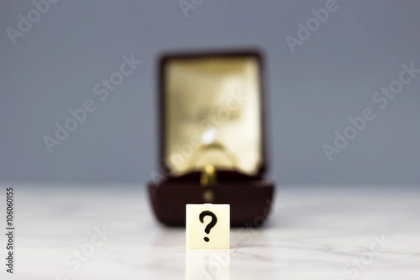 Obraz Engagement ring with question mark