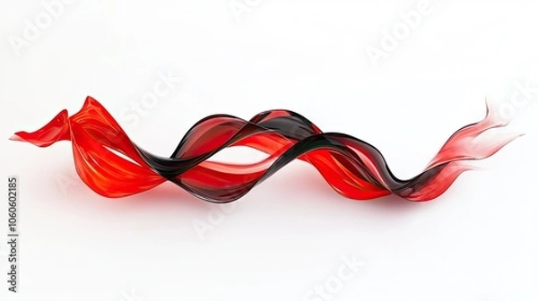 Fototapeta Elegant 3D holiday ribbon swirls on a white background, adding a luxurious festive touch.