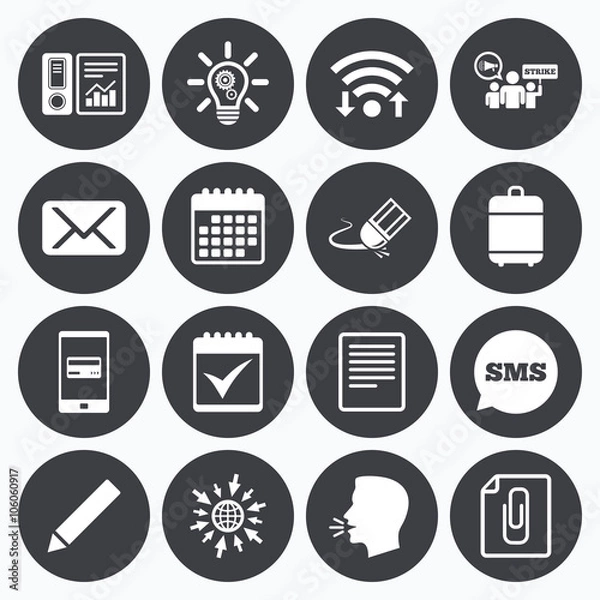 Fototapeta Office, documents and business icons.
