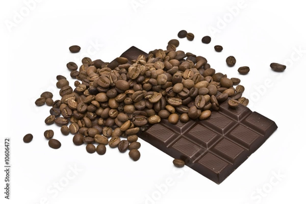 Obraz coffee beans and chocolate-bar
