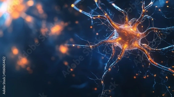 Fototapeta Glowing neural network concept in dark background
