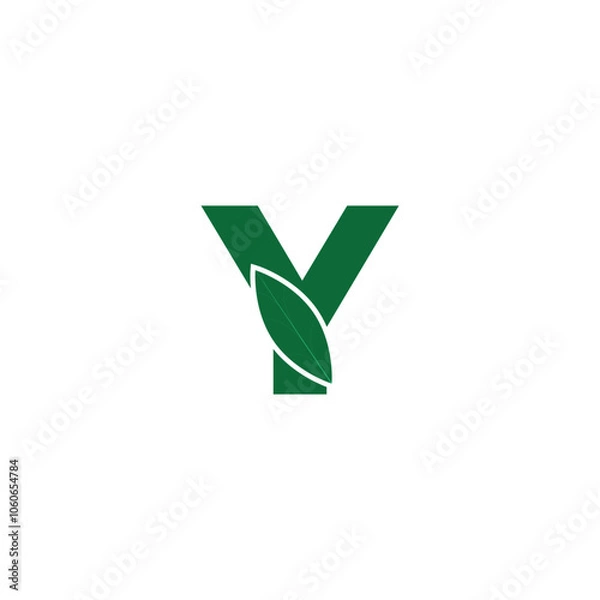 Obraz Initial Letter Y Leaf Icon Logo Design Template