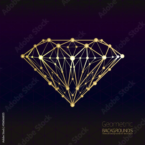 Fototapeta Geometrical shape of the gold diamond lattice of molecular