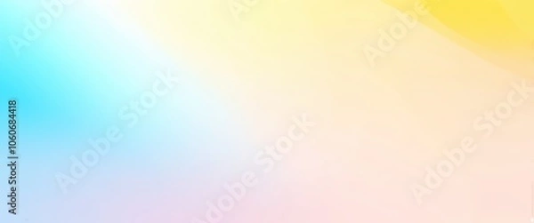 Fototapeta Soft pastel gradient, watercolor texture, dreamy abstract background, light blue to pale yellow transition, delicate rainbow hues, ethereal atmosphere, gentle color blending, minimalist design, soothi