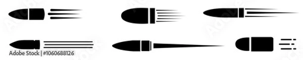 Fototapeta Set of bullets travelling in the air,Bullets moving  towards their target,Bullet moving to its path
