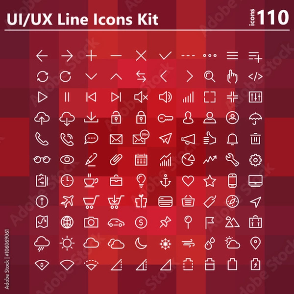 Obraz UI and UX big bold line icons kit
