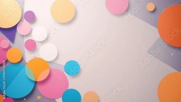 Fototapeta Abstract geometric pattern of colorful triangles and circles, design, wallpaper