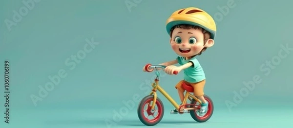 Fototapeta Smiling Boy on a Bike