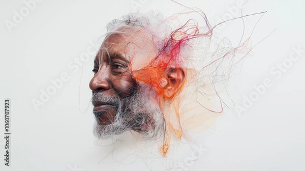 Fototapeta Intricate Thread Portrait: A Study in Lines and Form