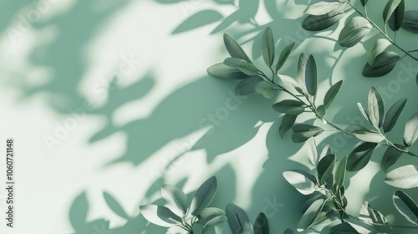 Fototapeta Serene Nature - Soft Green Leaves Blowing in the Breeze