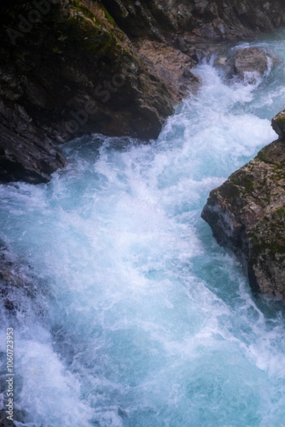 Obraz Waterfall in the nature, mountains, fall, Mountain river gorge