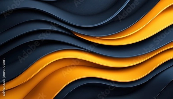 Obraz 3D dark golden waves on black create an abstract wallpaper