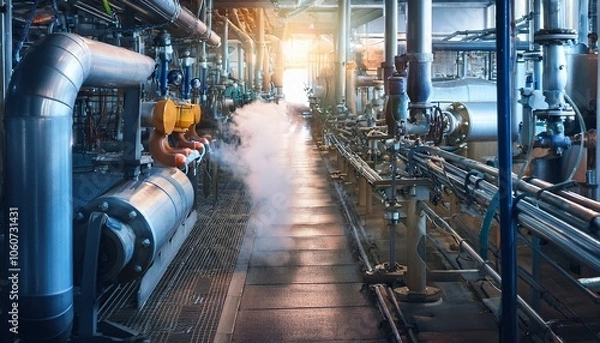 Fototapeta 복잡한 공장의 배관 시스템