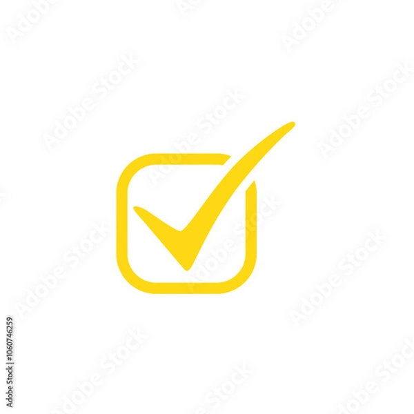 Fototapeta Yellow Check Mark Icon in Square PNG