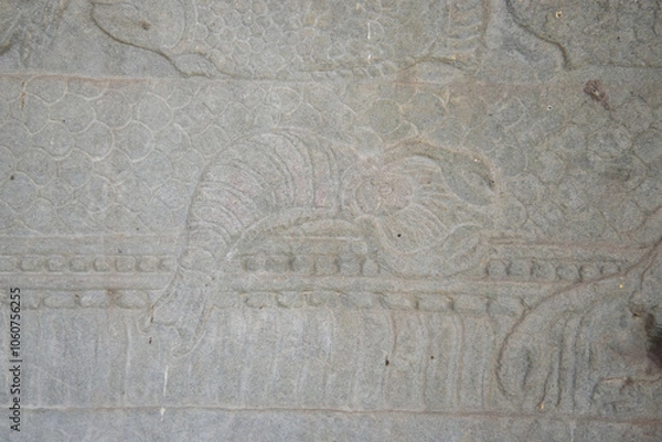 Fototapeta shrimp low relief in Angkor Wat, Siem reap, Cambodia.